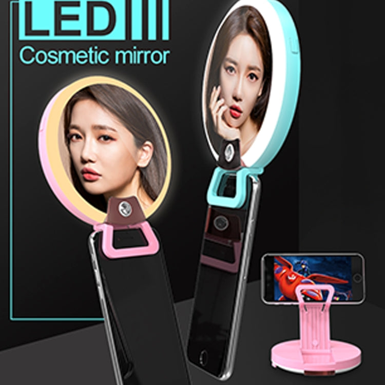 RK16 Multi-function Beauty Artifact 4 Levels Warm and White Light Cosmetic Mirror / Fill Light / with 40 LED Light, For iPhone, Galaxy, Huawei, Xiaomi, LG, HTC and Other Smart Phones(Green)