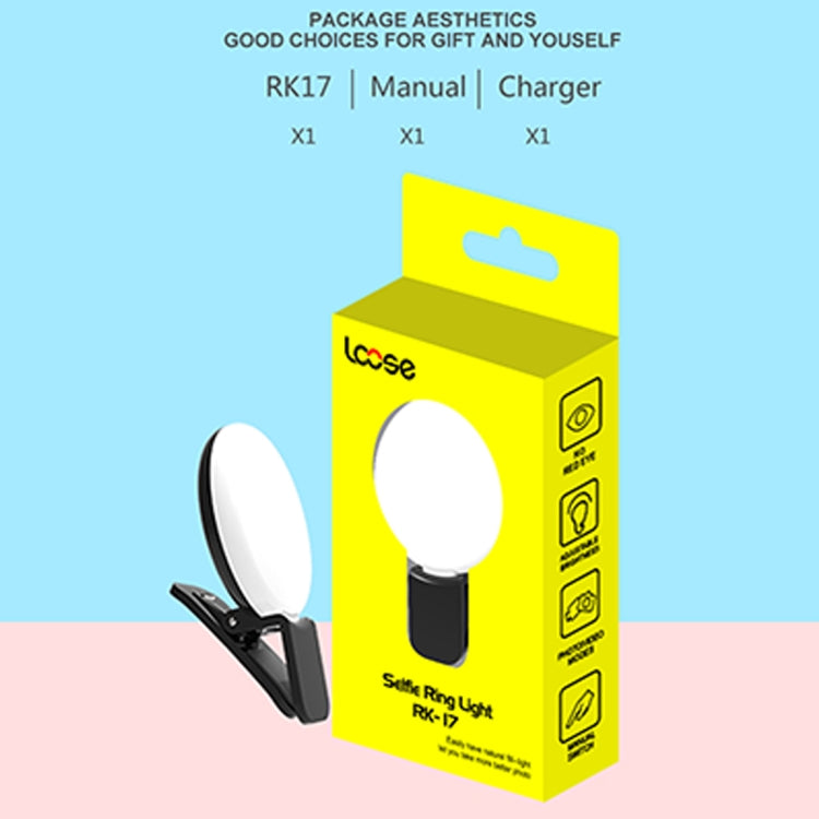 RK17 Mini and Portable Live Show Beauty Artifact 3 Levels of Brightness Warm and White Light Fill Light with 9 LED Light, For iPhone, Galaxy, Huawei, Xiaomi, LG, HTC and Other Smart Phones