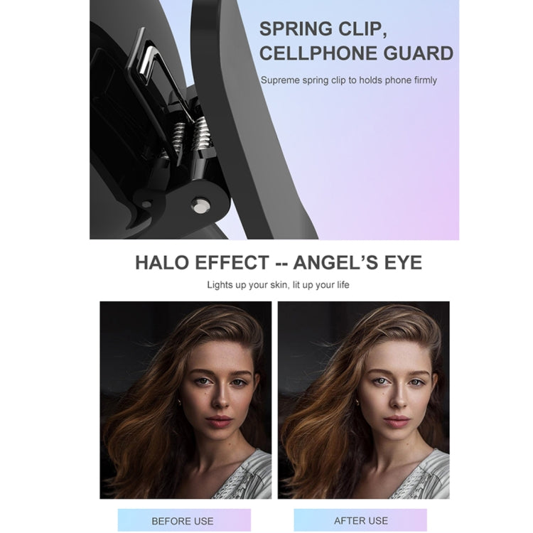 RK17 Mini and Portable Live Show Beauty Artifact 3 Levels of Brightness Warm and White Light Fill Light with 9 LED Light, For iPhone, Galaxy, Huawei, Xiaomi, LG, HTC and Other Smart Phones