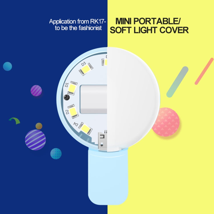 RK17 Mini and Portable Live Show Beauty Artifact 3 Levels of Brightness Warm and White Light Fill Light with 9 LED Light, For iPhone, Galaxy, Huawei, Xiaomi, LG, HTC and Other Smart Phones