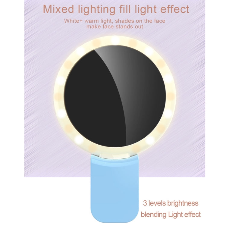 RK17S 3 Levels of Brightness Cold + Warm + Mixed Light Mini Cosmetic Mirror / Beauty Fill Light with 20 LED Light, For iPhone, Galaxy, Huawei, Xiaomi, LG, HTC and Other Smart Phones