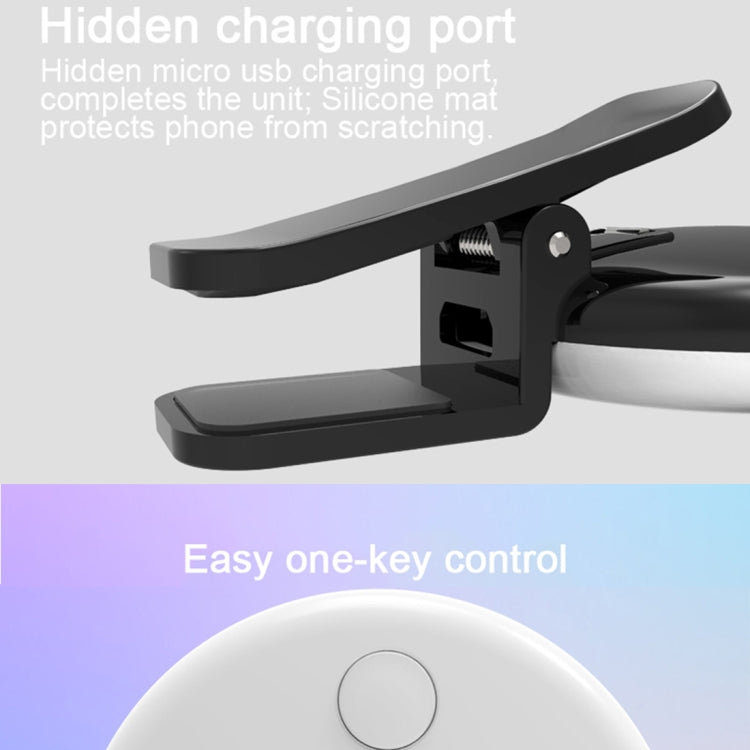 RK17S 3 Levels of Brightness Cold + Warm + Mixed Light Mini Cosmetic Mirror / Beauty Fill Light with 20 LED Light, For iPhone, Galaxy, Huawei, Xiaomi, LG, HTC and Other Smart Phones