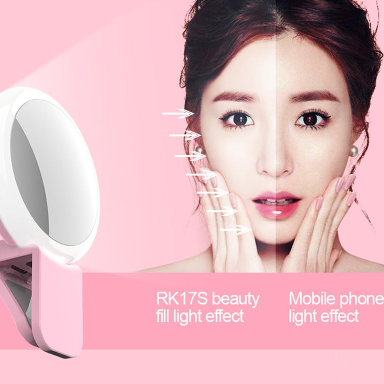 RK17S 3 Levels of Brightness Cold + Warm + Mixed Light Mini Cosmetic Mirror / Beauty Fill Light with 20 LED Light, For iPhone, Galaxy, Huawei, Xiaomi, LG, HTC and Other Smart Phones
