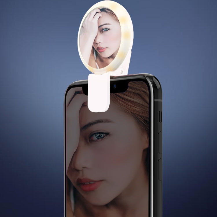 RK17S 3 Levels of Brightness Cold + Warm + Mixed Light Mini Cosmetic Mirror / Beauty Fill Light with 20 LED Light, For iPhone, Galaxy, Huawei, Xiaomi, LG, HTC and Other Smart Phones
