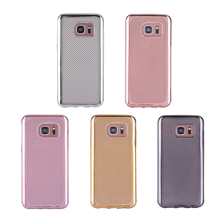 For Galaxy S7 Edge / G935 Electroplating Straw Mat Texture TPU Protective Case