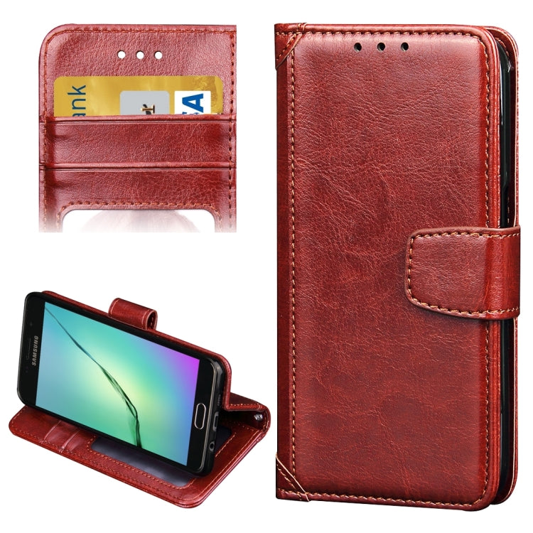 For Galaxy A3(2016) / A310 Crazy Horse Texture Splice Horizontal Flip Leather Case with Photo Frame & Holder & Card Slots & Wallet(Brown)