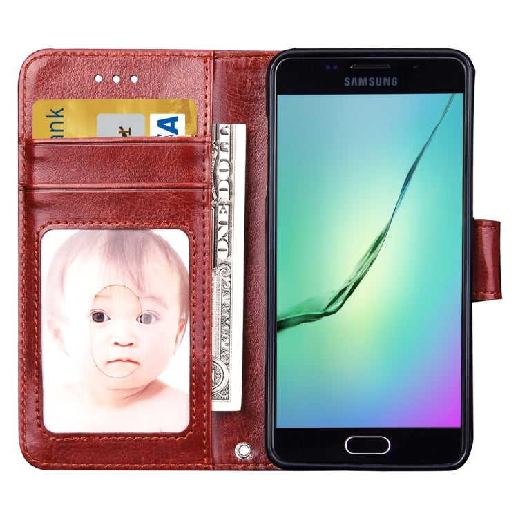 For Galaxy A3(2016) / A310 Crazy Horse Texture Splice Horizontal Flip Leather Case with Photo Frame & Holder & Card Slots & Wallet(Brown)