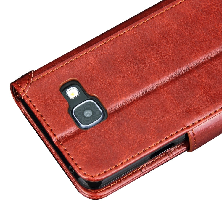 For Galaxy A3(2016) / A310 Crazy Horse Texture Splice Horizontal Flip Leather Case with Photo Frame & Holder & Card Slots & Wallet(Brown)