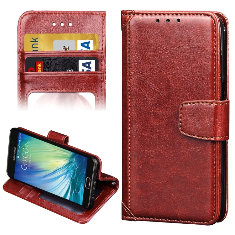 For Galaxy A5(2016) / A510 Crazy Horse Texture Splice Horizontal Flip Leather Case with Photo Frame & Holder & Card Slots & Wallet(Brown)