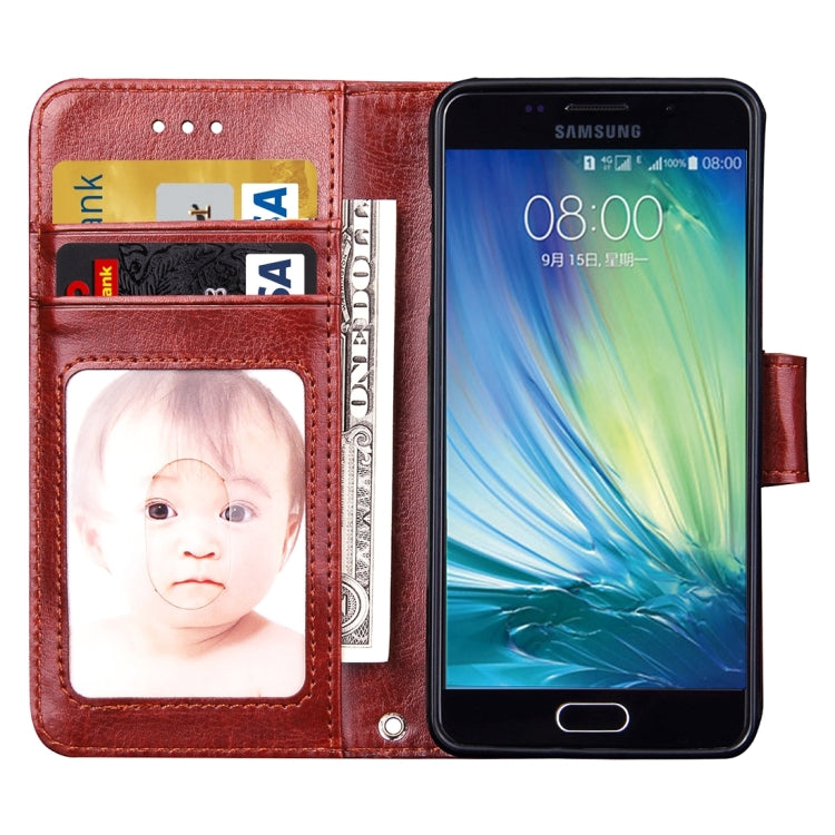 For Galaxy A5(2016) / A510 Crazy Horse Texture Splice Horizontal Flip Leather Case with Photo Frame & Holder & Card Slots & Wallet(Brown)