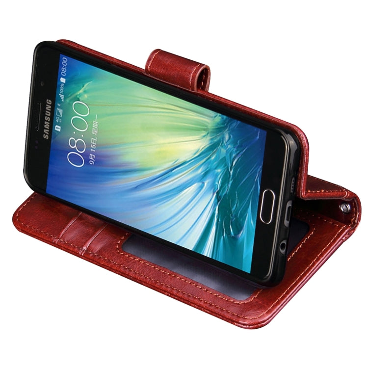 For Galaxy A5(2016) / A510 Crazy Horse Texture Splice Horizontal Flip Leather Case with Photo Frame & Holder & Card Slots & Wallet(Brown)