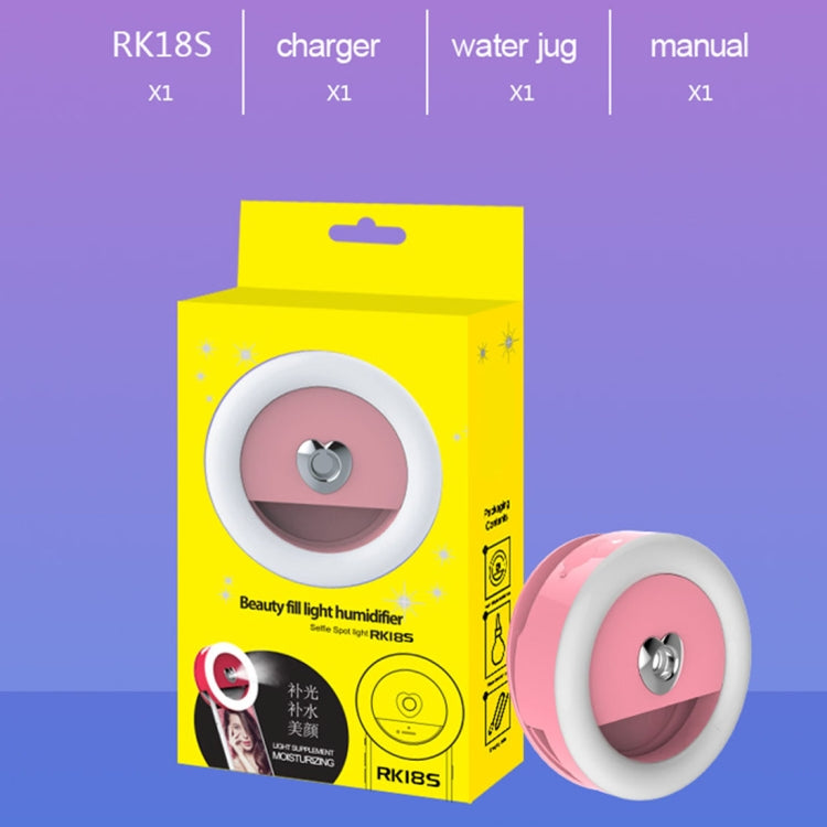 RK18S 3 Levels of Brightness 33-Led Beauty Moisturizing Mist Selfie Clip Fill Light, For iPhone, Galaxy, Huawei, Xiaomi, LG, HTC and Other Smart Phones