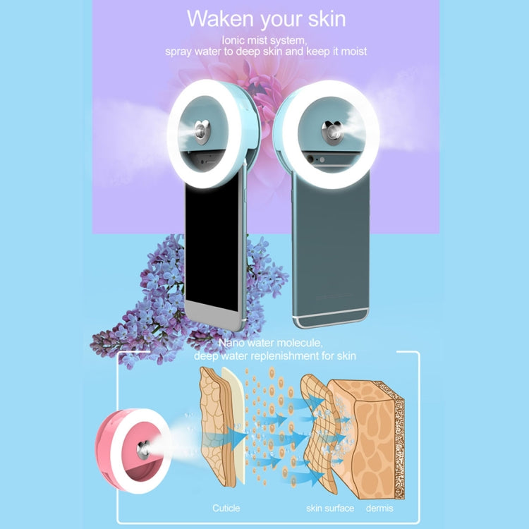 RK18S 3 Levels of Brightness 33-Led Beauty Moisturizing Mist Selfie Clip Fill Light, For iPhone, Galaxy, Huawei, Xiaomi, LG, HTC and Other Smart Phones