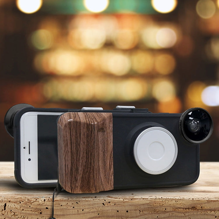 RK23 for iPhone 8 & 7 Selfie 9 Levels of Brightness Beauty Fill Light Phone Case, With Wide Angle + Macro + Fisheye Lens(Black)