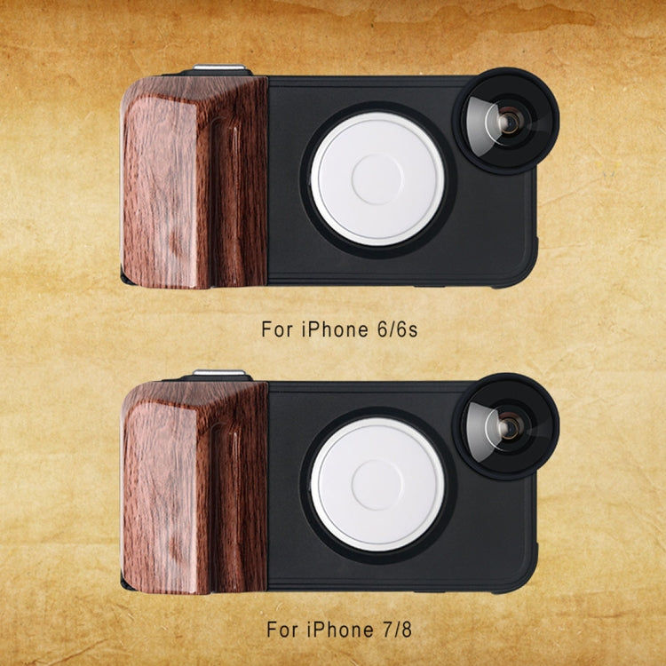 RK23 for iPhone 8 & 7 Selfie 9 Levels of Brightness Beauty Fill Light Phone Case, With Wide Angle + Macro + Fisheye Lens(Black)