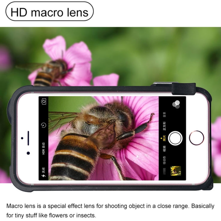 RK23 for iPhone 8 & 7 Selfie 9 Levels of Brightness Beauty Fill Light Phone Case, With Wide Angle + Macro + Fisheye Lens(Black)