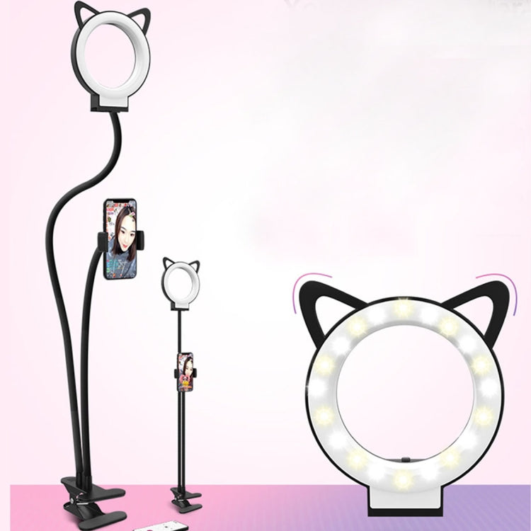 RK24 Selfie Ring Light with Cell Phone Holder Stand for Live Stream / Makeup / Live Broadcast/ Live Show, With 3-Light Mode, 9-Level Brightness, for iPhone / Android(Black)