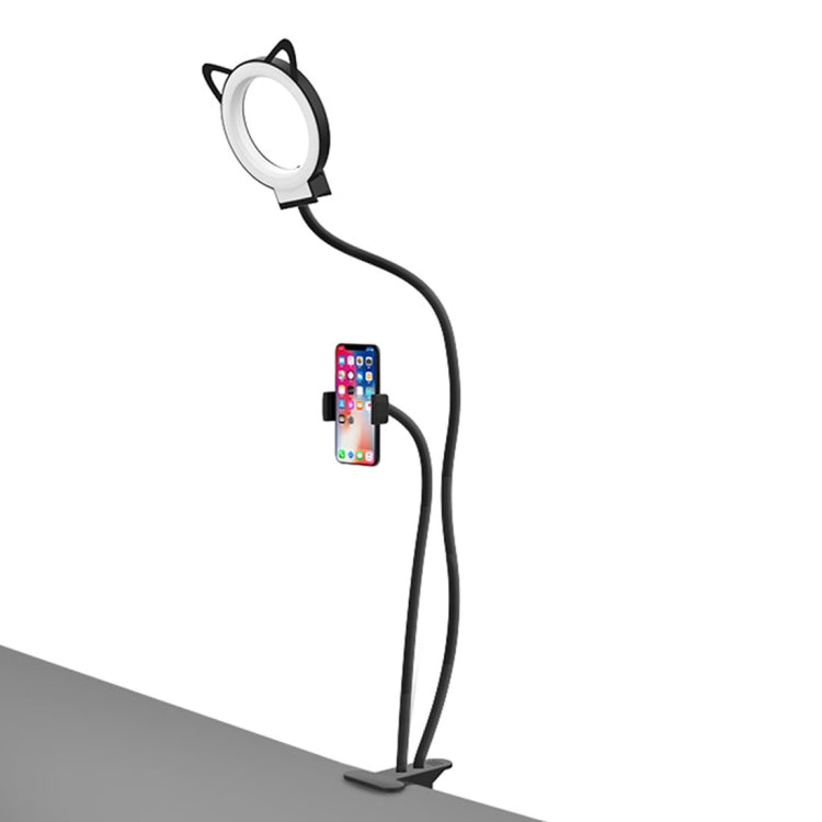 RK24 Selfie Ring Light with Cell Phone Holder Stand for Live Stream / Makeup / Live Broadcast/ Live Show, With 3-Light Mode, 9-Level Brightness, for iPhone / Android(Black)
