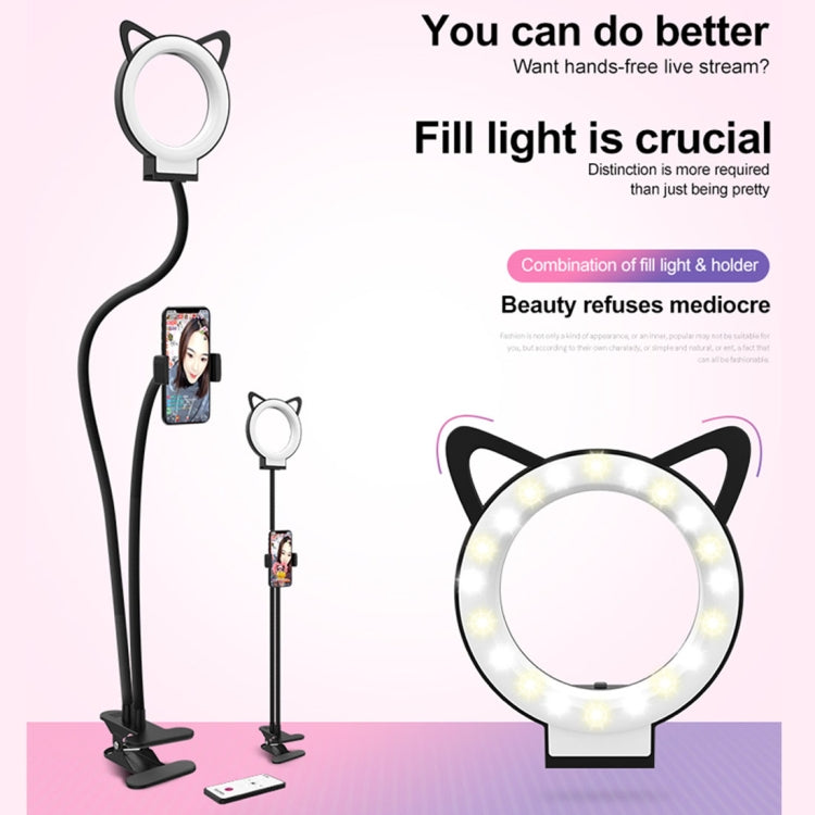 RK24 Selfie Ring Light with Cell Phone Holder Stand for Live Stream / Makeup / Live Broadcast/ Live Show, With 3-Light Mode, 9-Level Brightness, for iPhone / Android(Black)