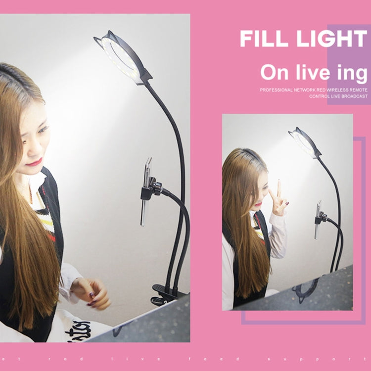 RK24 Selfie Ring Light with Cell Phone Holder Stand for Live Stream / Makeup / Live Broadcast/ Live Show, With 3-Light Mode, 9-Level Brightness, for iPhone / Android(Black)
