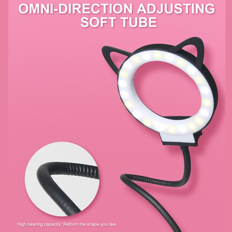 RK24 Selfie Ring Light with Cell Phone Holder Stand for Live Stream / Makeup / Live Broadcast/ Live Show, With 3-Light Mode, 9-Level Brightness, for iPhone / Android(Black)