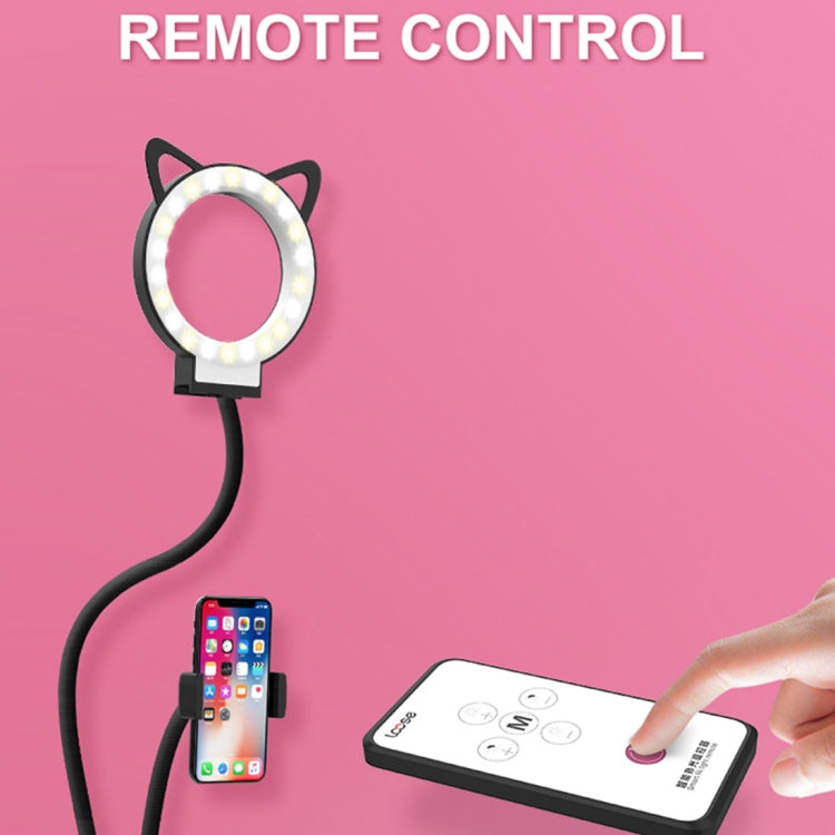 RK24 Selfie Ring Light with Cell Phone Holder Stand for Live Stream / Makeup / Live Broadcast/ Live Show, With 3-Light Mode, 9-Level Brightness, for iPhone / Android(Black)