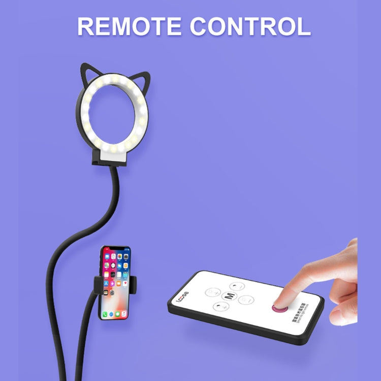 RK25 3 in 1 Selfie Ring Light with Cell Phone & Microphone Holder Stand for Live Stream, With 3-Light Mode, 9-Level Brightness, for iPhone / Android(Black)