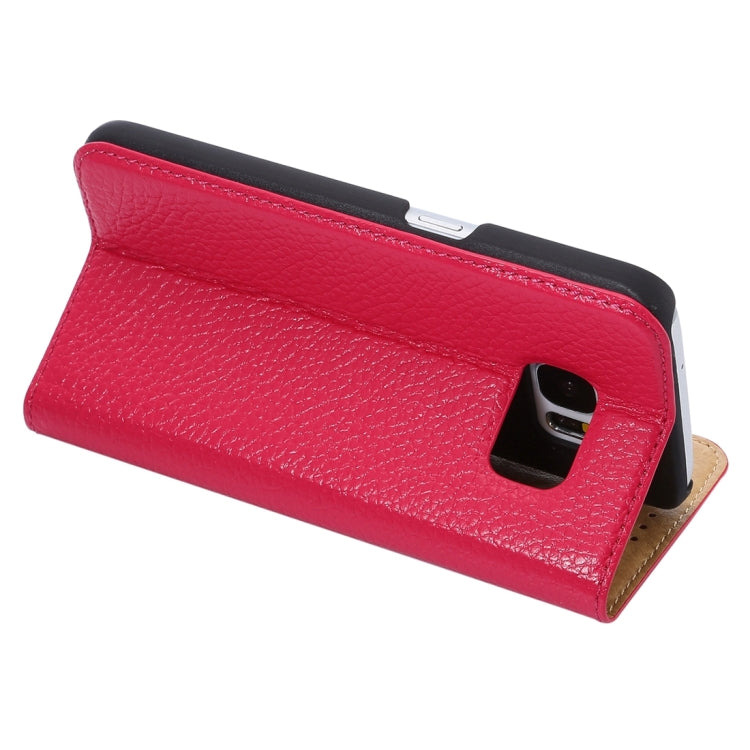 For Galaxy S7 / G930 Litchi Texture Horizontal Flip Genuine Leather Case with Holder