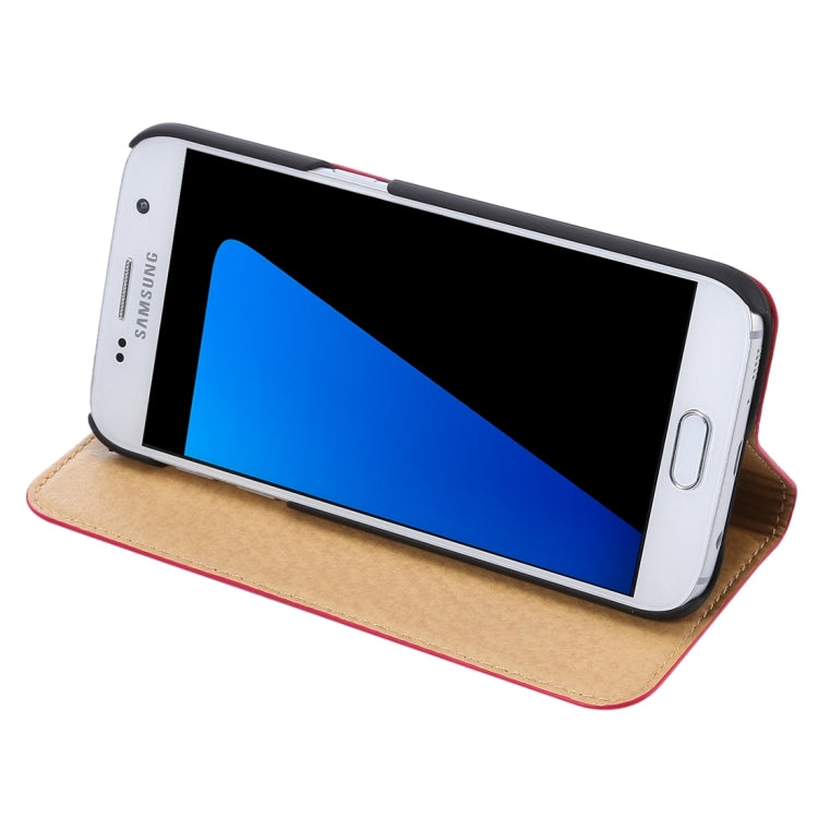 For Galaxy S7 / G930 Litchi Texture Horizontal Flip Genuine Leather Case with Holder