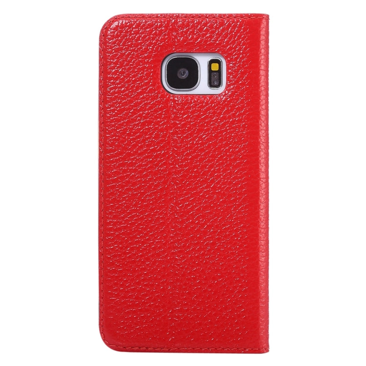 For Galaxy S7 / G930 Litchi Texture Horizontal Flip Genuine Leather Case with Holder