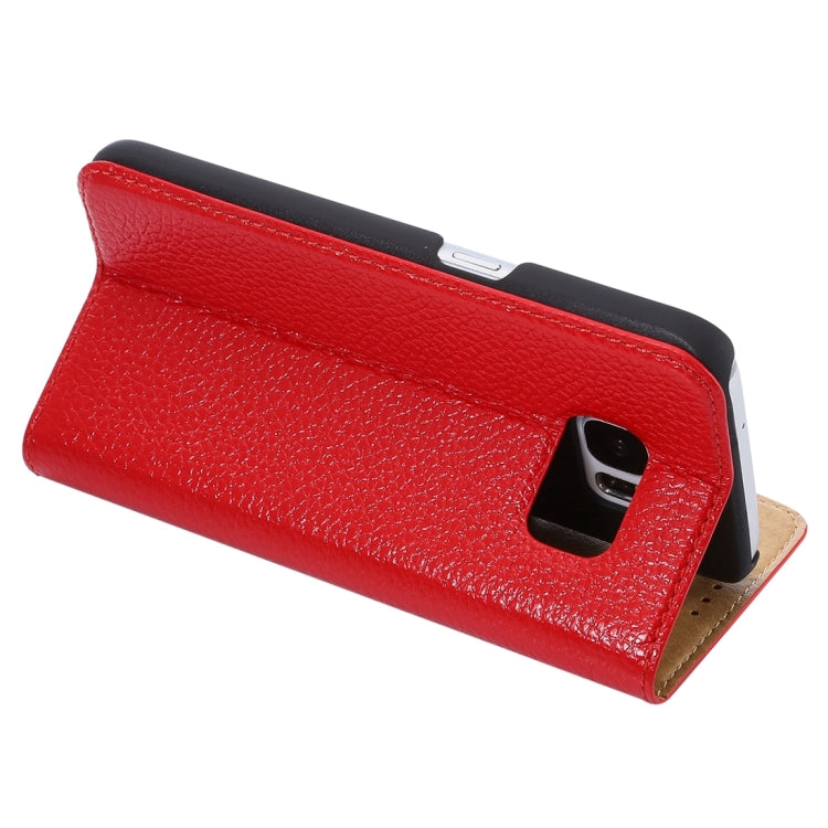 For Galaxy S7 / G930 Litchi Texture Horizontal Flip Genuine Leather Case with Holder