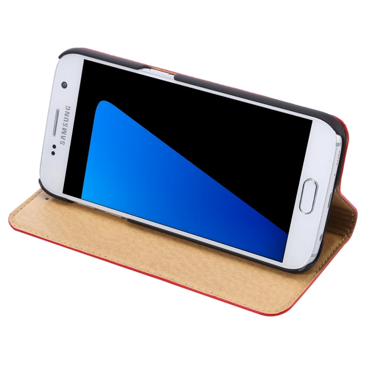 For Galaxy S7 / G930 Litchi Texture Horizontal Flip Genuine Leather Case with Holder