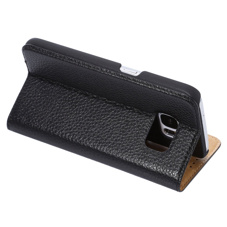 For Galaxy S7 Edge / G935 Litchi Texture Horizontal Flip Genuine Leather Case with Holder