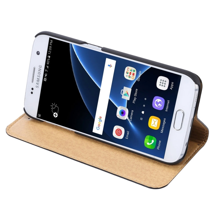 For Galaxy S7 Edge / G935 Litchi Texture Horizontal Flip Genuine Leather Case with Holder