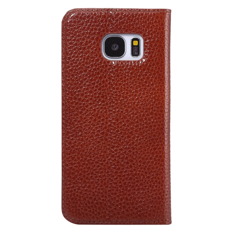 For Galaxy S7 Edge / G935 Litchi Texture Horizontal Flip Genuine Leather Case with Holder