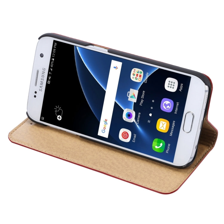 For Galaxy S7 Edge / G935 Litchi Texture Horizontal Flip Genuine Leather Case with Holder