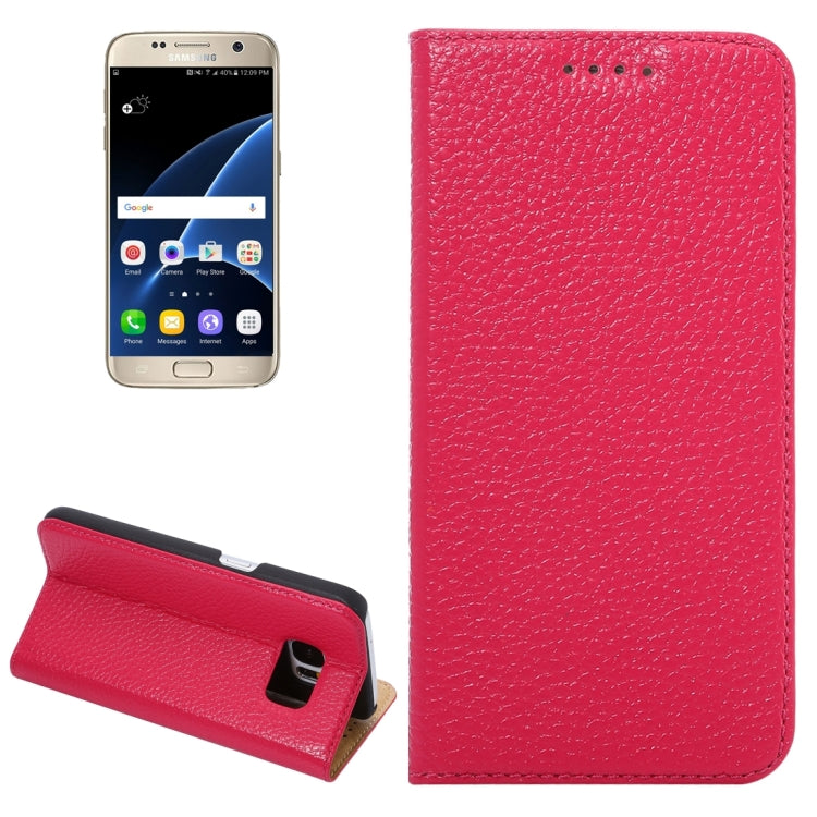 For Galaxy S7 Edge / G935 Litchi Texture Horizontal Flip Genuine Leather Case with Holder