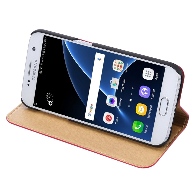 For Galaxy S7 Edge / G935 Litchi Texture Horizontal Flip Genuine Leather Case with Holder