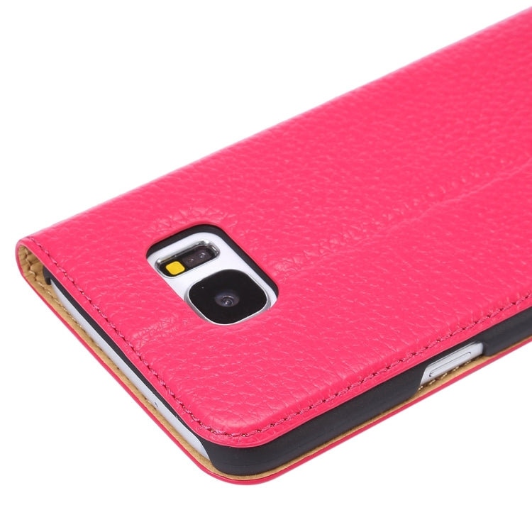 For Galaxy S7 Edge / G935 Litchi Texture Horizontal Flip Genuine Leather Case with Holder