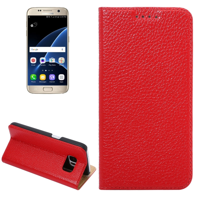 For Galaxy S7 Edge / G935 Litchi Texture Horizontal Flip Genuine Leather Case with Holder