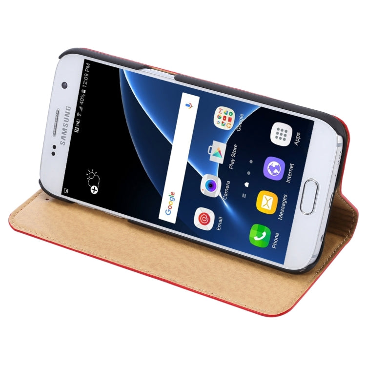 For Galaxy S7 Edge / G935 Litchi Texture Horizontal Flip Genuine Leather Case with Holder