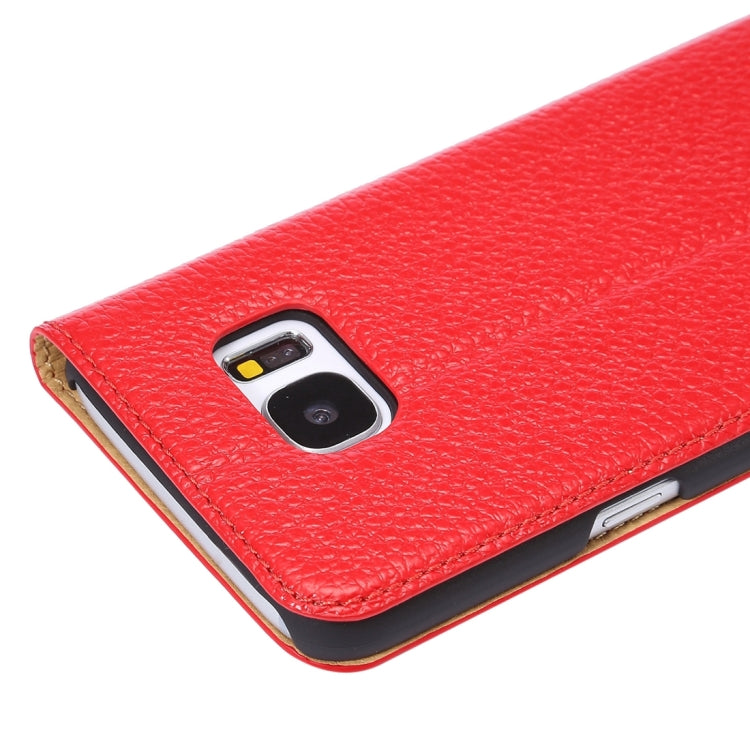 For Galaxy S7 Edge / G935 Litchi Texture Horizontal Flip Genuine Leather Case with Holder