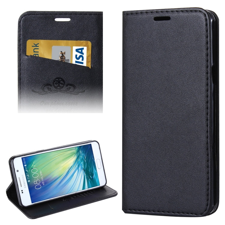 For Galaxy A5(2016) / A510 No Buckle and Magnetic Suction of Lambskin Texture Horizontal Flip Leather Case with Holder & Card Slots
