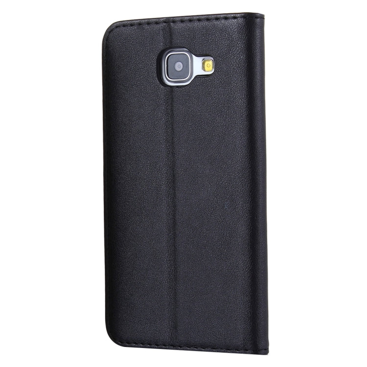 For Galaxy A5(2016) / A510 No Buckle and Magnetic Suction of Lambskin Texture Horizontal Flip Leather Case with Holder & Card Slots