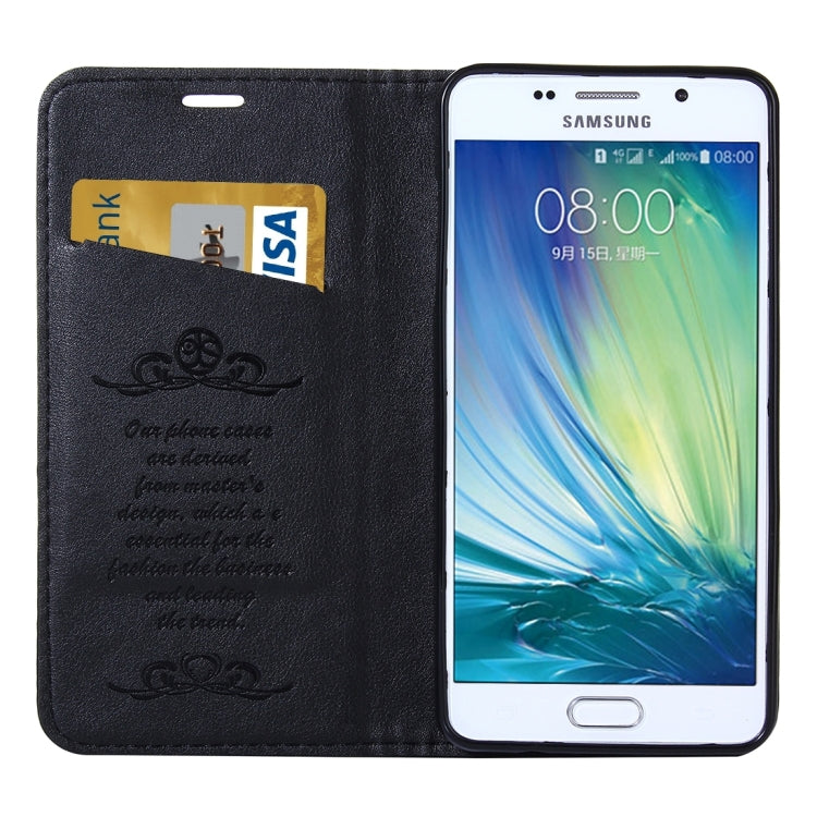 For Galaxy A5(2016) / A510 No Buckle and Magnetic Suction of Lambskin Texture Horizontal Flip Leather Case with Holder & Card Slots