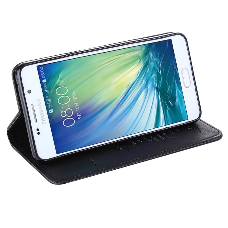 For Galaxy A5(2016) / A510 No Buckle and Magnetic Suction of Lambskin Texture Horizontal Flip Leather Case with Holder & Card Slots
