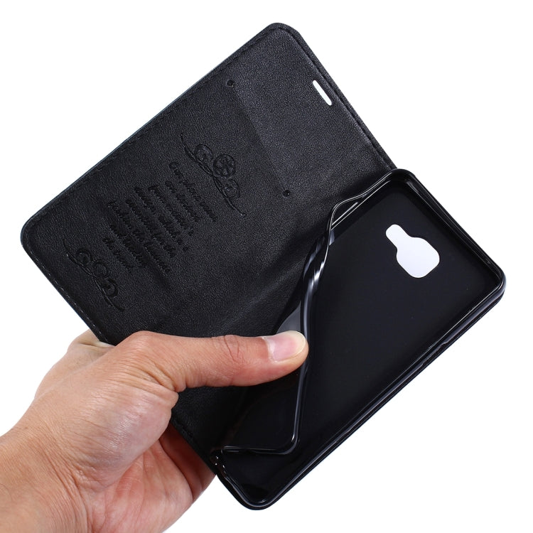 For Galaxy A5(2016) / A510 No Buckle and Magnetic Suction of Lambskin Texture Horizontal Flip Leather Case with Holder & Card Slots