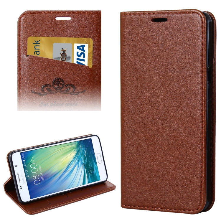 For Galaxy A5(2016) / A510 No Buckle and Magnetic Suction of Lambskin Texture Horizontal Flip Leather Case with Holder & Card Slots