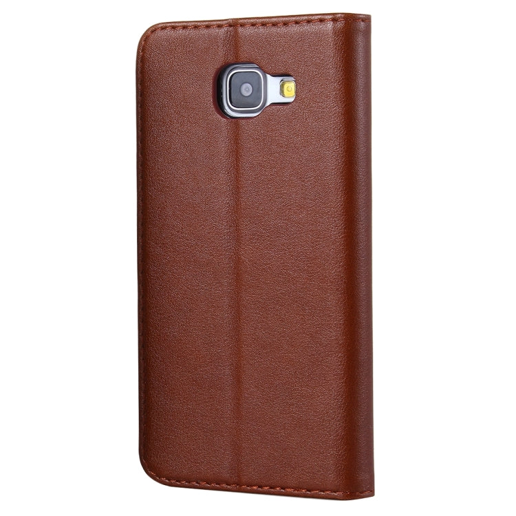 For Galaxy A5(2016) / A510 No Buckle and Magnetic Suction of Lambskin Texture Horizontal Flip Leather Case with Holder & Card Slots