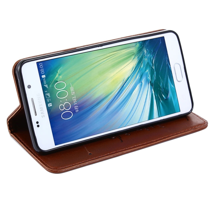 For Galaxy A5(2016) / A510 No Buckle and Magnetic Suction of Lambskin Texture Horizontal Flip Leather Case with Holder & Card Slots